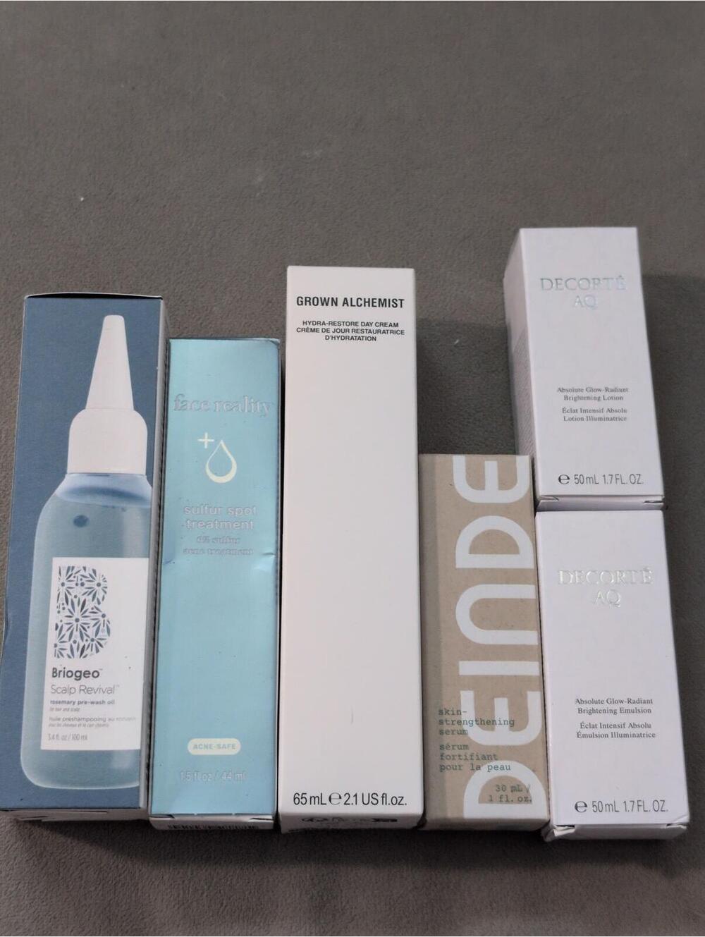 Set of Scalp and Skin Care Products Including Briogeo Scalp Revival and Grown Al
